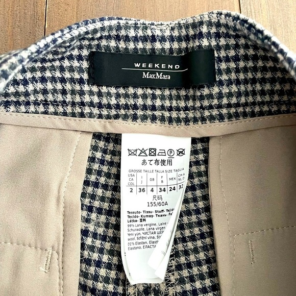 Weekend Max Mara wool cotton checkered plaid trouser pants NWT - Picture 5 of 6